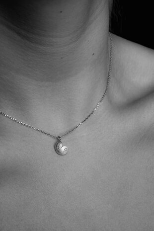 Pompeblêdhanger met diamant in zilver (los)