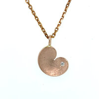 Hanger pompeblêd roodgoud met diamant