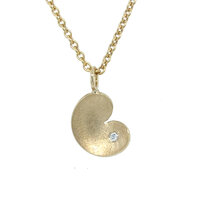 Hanger pompeblêd geelgoud met diamant