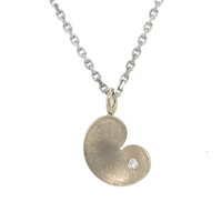 Hanger pompeblêd witgoud met diamant